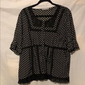 NY Collection Black and White Polka Dot Blouse